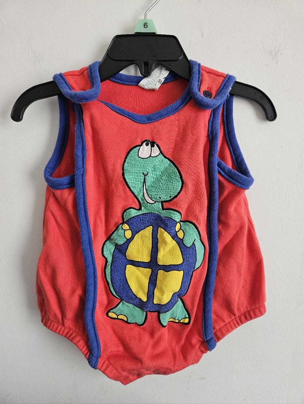 Vintage Gerber 1990s Red Baby Romper with Turtle